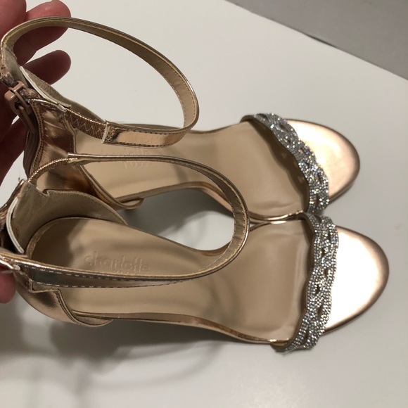 Charlotte Russe Glitter dress sandals gold size 8 - Picture 5 of 8